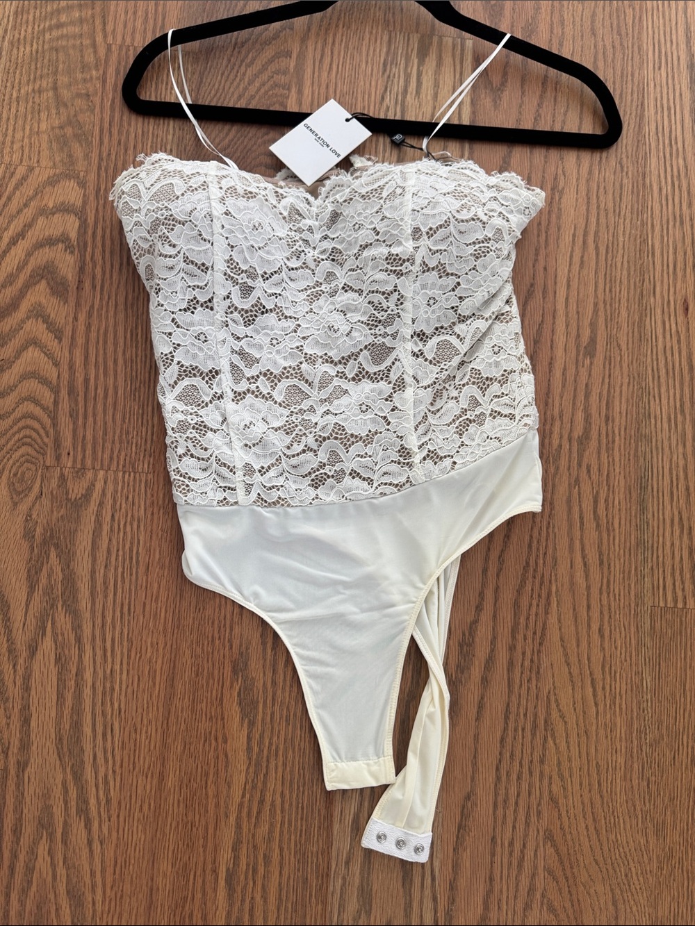 Generation Love Lace Bustier Top in Beige and White
